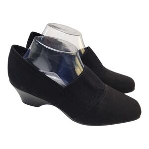 Coach and Four CF Jarita Size 10 Black Suede Elastic Wedge Slip On Shoes